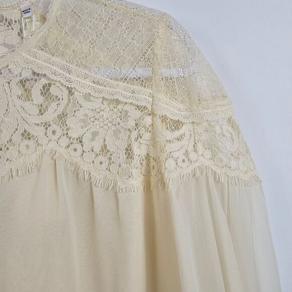 NWT Rebecca Taylor Chiffon and Lace Long Sleeve Blouse - Picture 4 of 13